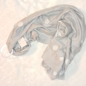 NWT Lauren Conrad Gray Rectangle Scarf with White Dots